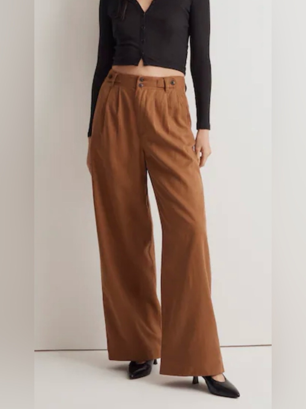 MADEWELL THE HARLOW WIDE-LEG PANT, ACORN, SIZE 4.